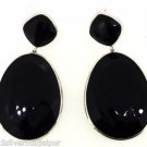 925 SOLID STERLING SILVER BLACK ONYX HANDMADE GEMSTONE DANGLE LONG EARRING