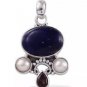 925 SOLID STERLING SILVER BLACK ONYX & PEARL GEMSTONE HANDMADE PENDANT