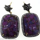 925 STERLING SILVER TIBET TURQOIUSE CZ HANDMADE DANGLER EARRING