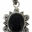 925 SOLID STERLING SILVER OVAL BLACK ONYX GEMSTONE HANDMADE PENDANT