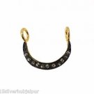 VINTAGE VICTORIAN 925 SILVER HANDMADE CRESCENT MOON CHARM PENDANT 0.12 DIAMOND