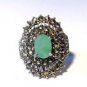 925 SOLID SILVER & BRASS HANDMADE TURKISH RING LABMADE AMETHYST GEMSTONE 8.5 US