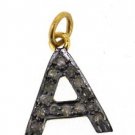 925 STERLING SILVER HANDMADE ALPHABET A CHARM PENDANT 0.15 CT NATURAL DIAMOND