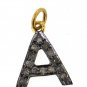 925 STERLING SILVER HANDMADE ALPHABET A CHARM PENDANT 0.15 CT NATURAL DIAMOND