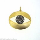 VINTAGE VICTORIAN 925 SILVER HANDMADE DEVIL EYE PENDANT 0.30 DIAMOND 32X30MM
