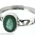 925 SILVER HANDMADE RING STUDDED WITH GEMSTONE NATURAL EMERALD OVAL SIZE US 9