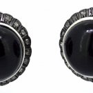 SILVER 20.80 BLACK SPINNEL AND 0.30 NATURAL SINGLE CUT DIAMOND HANDMADE CUFFLINK