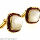 VINTAGE VICTORIAN 18.15CT WHITE GEMSTONE HANDMADE ENAMELED CUFF LINK 16MM