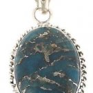 925 SOLID STERLING SILVER TIBET TURQUOISE GEMSTONE HANDMADE PENDANT
