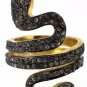 925 SILVER 2.00 CT STUDDED ROSE CUT DIAMOND BEAUTIFUL HANDMADE SNAKE RING US 7.5