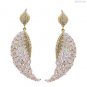 925 SOLID STERLING SILVER LABMADE WHITE ONYX AND BLACK RUTILE DANGLE EARRING