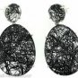 925 SOLID STERLING SILVER LABMADE WHITE ONYX AND BLACK RUTILE DANGLE EARRING