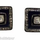 SILVER SOLID 925 STERLING HANDMADE STUD EARRING BLUE 0.12 POLKI 0.40 DIAMOND