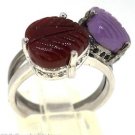 925 SOLID STERLING SILVER AGATE GEMSTONE &CZ HANDMADE WHITE RING SIZE US 7.25