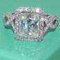 925 SOLID STERLING SILVER AGATE GEMSTONE &CZ HANDMADE WHITE RING SIZE US 7.25