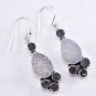 925 SOLID STERLING SILVER CHALCEDONY AMETHYST GEMSTONE HOOK DANGLE EARRING 30X12