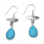 925 SOLID STERLING SILVER CHALCEDONY AMETHYST GEMSTONE HOOK DANGLE EARRING 30X12