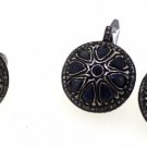 925 SOLID STERLING SILVER HANDMADE SAPPHIRE GEMSTONE & DIAMOND RING EARRING 20MM