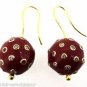 925 STERLING SILVER SINGLE CUT DIAMOND 0.90 CTS BROWN ENAMELED ROUND EARRING
