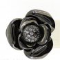 925 SOLID STERLING SILVER HANDMADE RING CZ FLOWER BLACK RING SIZE US 6.75