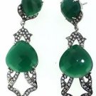 925 STERLING SILVER GREEN ONYX CZ HANDMADE DANGLE EARRING