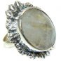 925 SOLID STERLING SILVER LABRAODRITE PEAR GEMSTONE HANDMADE RING US 9.25