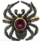925 SILVER 0.62 CW SINGLE CUT DIAMOND 0.75 CW RUBY GEMSTONE HANDMADE RING SIZE 7