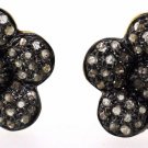 925 SILVER 0.95 CT ROSE CUT DIAMOND BEAUTIFUL FLOWER SHAPE HANDMADE STUD EARRING