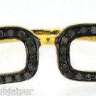 925 SILVER 0.15 CW PAVE DIAMOND HANDMADE EYE GEAR EYE GLASSES RING US 7.25