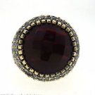 925 SOLID SILVER & BRASS HANDMADE TURKISH RING LABMADE RUBY GEM CZ SIZE 6.5