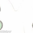 925 SOLID SILVER GREEN PREHNITE GEMSTONE CZ HANDMADE DROP DANGLE EARRING