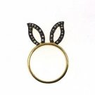 VINTAGE VICTORIAN 925 SILVER HANDMADE RING US 7 BUNNY RABBIT 0.30 CT DIAMOND