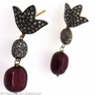 925 SILVER 14KT GOLD 0.35 CW ROSE CUT DIAMOND 0.70 CTS DIAMOND 9.08 RUBY EARRING