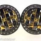 925 STERLING SOLID SILVER HANDMADE ROUND MEN CUFFLINK 0.40 CT DIAMOND 16MM