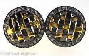 925 STERLING SOLID SILVER HANDMADE ROUND MEN CUFFLINK 0.40 CT DIAMOND 16MM