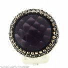 925 SOLID SILVER BRONZE HANDMADE TURKISH RING LABMADE AMETHYST CZ SIZE 7.25