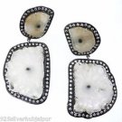 925 SOLID STERLING SILVER SOLAR QUARTZ GEMSTONE CZ HANDMADE DANGLER EARRING