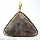 925 SOLID STERLING SILVER HANDMADE SAPPHIRE GEMSTONE ROSE CUT DIAMOND PENDANT