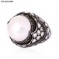 925 SOLID SILVER & BRASS HANDMADE TURKISH RING LABMADE BLUE GEMSTONE 7.75 US