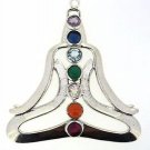 925 SOLID STERLING SILVER 7 GEMSTONES HANDMADE HINDU SEVEN CHAKRA PENDANT 2 INCH