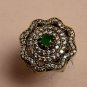 925 SOLID SILVER & BRASS HANDMADE TURKISH RING LABMADE RUBY GEMSTONE SIZE 8.5 US