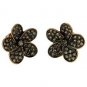 925 SILVER 0.60 CT ROSE CUT DIAMOND FLOWER HANDMADE VINTAGE STUD EARRING