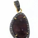 925 SOLID STERLING SILVER HANDMADE PENDANT 7.80 SAPPHIRE 0.30 NATURAL DIAMOND