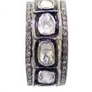 925 SILVER 7 US 0.55 CTS SINGLE CUT DIAMOND 0.80 CTS DIAMOND POLKI ETERNAL BAND