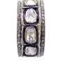 925 SILVER 7 US 0.55 CTS SINGLE CUT DIAMOND 0.80 CTS DIAMOND POLKI ETERNAL BAND