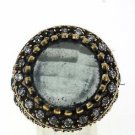 925 SOLID SILVER BRONZE HANDMADE TURKISH RING LABMDE BLUE GEMSTONE CZ SIZE 6.5