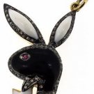 925 STERLING SILVER 0.50 CTS ROSE CUT DIAMOND ENAMELED BUNNY CHARM