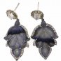 925 S TERLING SILVER LABRODRITE WHITE RAINBOW GEMSTONE & CZ HANDMADE EARRING