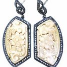 925 SOLID STERLING SILVER AGATE GEMSTONE, CZ HANDMADE DANGLE BLUE EARRING