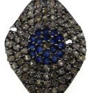 925 SILVER 1.00 CW SINGLE CUT & LAB CREATED BLUE SAPPHIRE STUDDED IN DEVIL EYE
